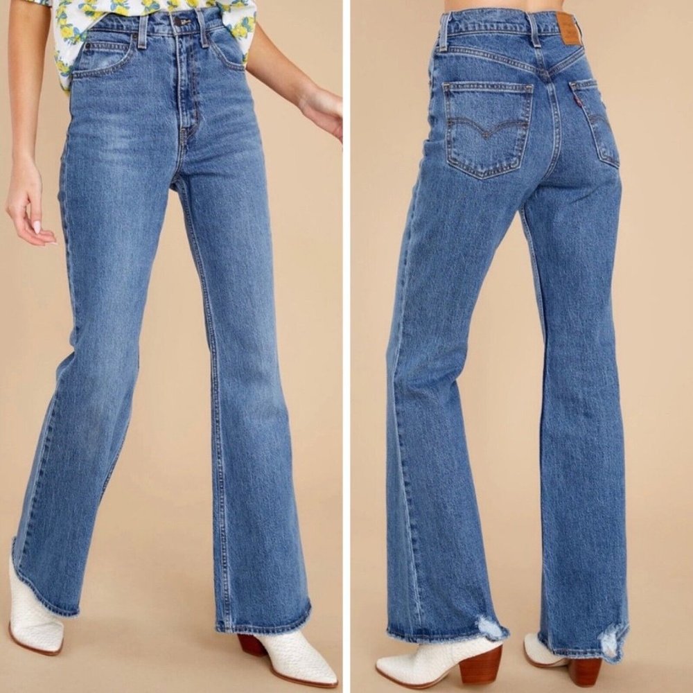Levi's Premium 70s High Rise Flare Denim Jeans Sonoma Step